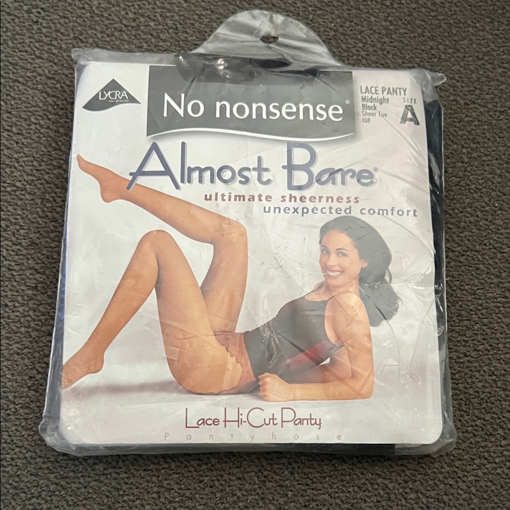 Vintage Black “No Nonsense” Almost Bare Lace Hi-Cut Panty Hose